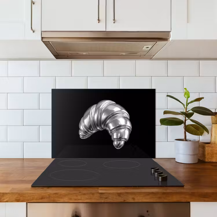 Spatscherm keuken - Croissant - Metaal - Zilver — 3