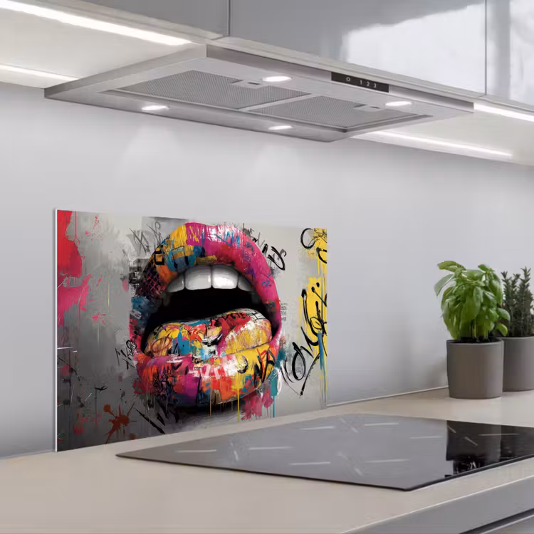 Spatscherm keuken - Lippen - Graffiti - Expressief — 1