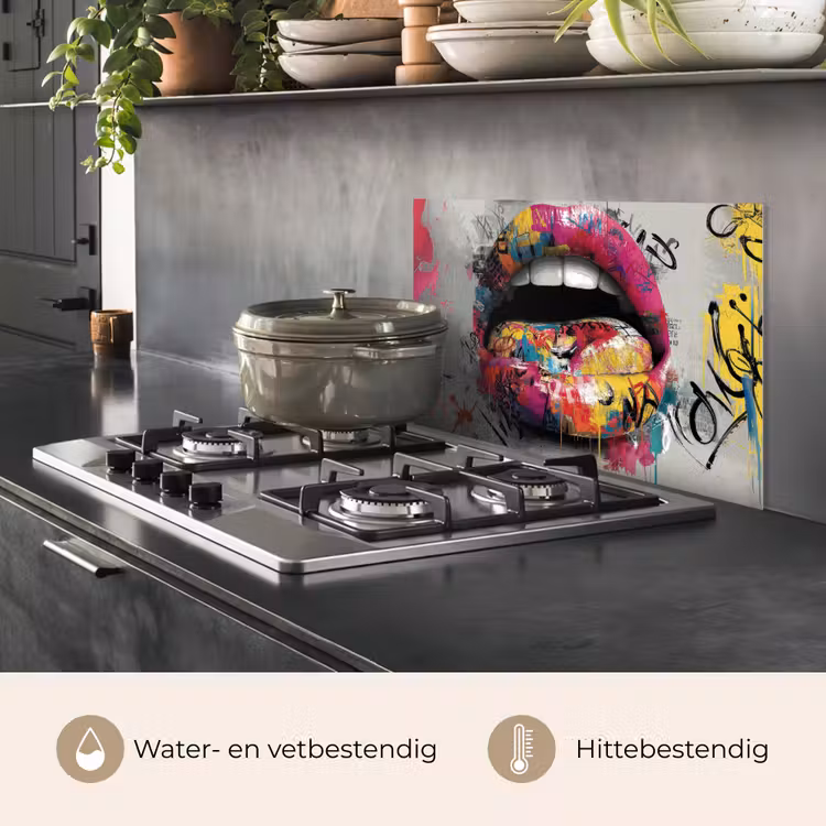 Spatscherm keuken - Lippen - Graffiti - Expressief — 2