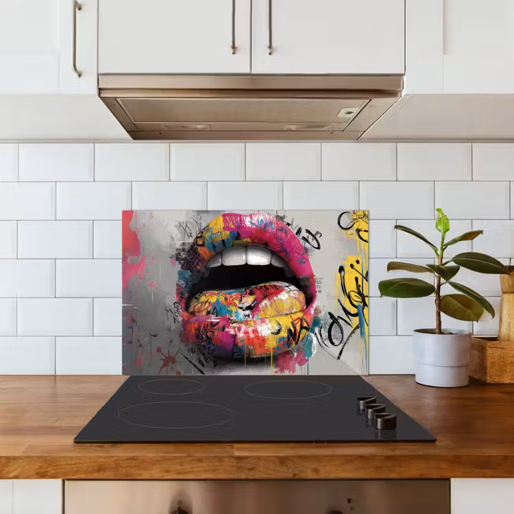 Spatscherm keuken - Lippen - Graffiti - Expressief — 3