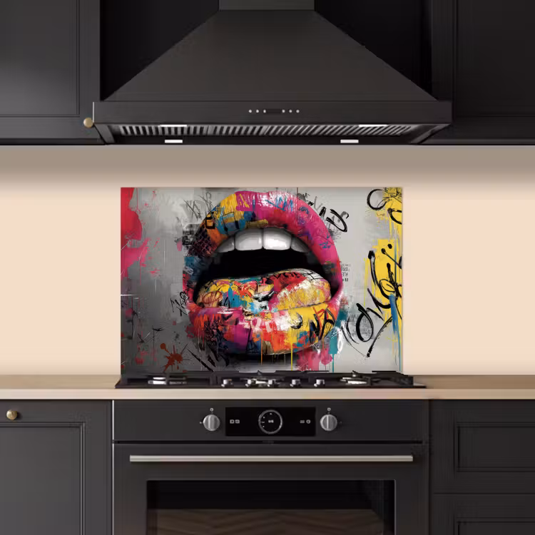 Spatscherm keuken - Lippen - Graffiti - Expressief — 5