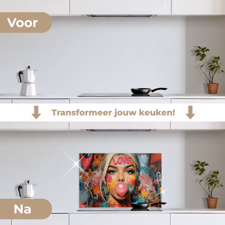 Spatscherm keuken - Vrouw - Kauwgom - Graffiti - Love — 7