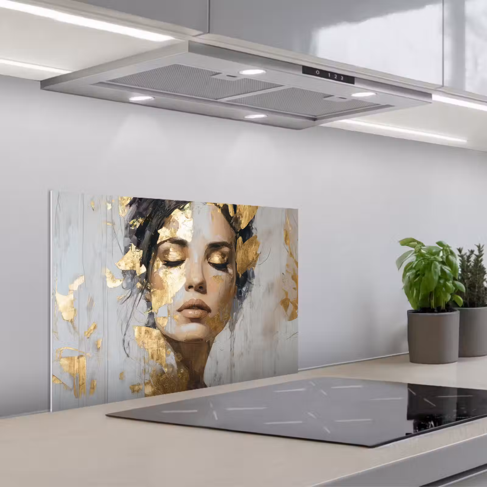 Spatscherm keuken - Sierlijk - Vrouw - Goud - Ogen — 1