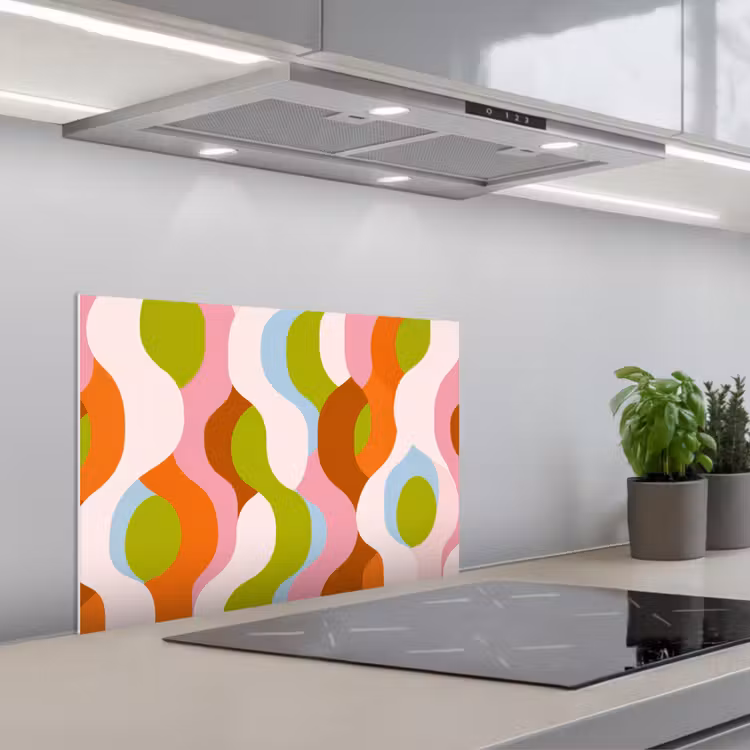 Spatscherm keuken - Abstract - Vormen - Roze — 1