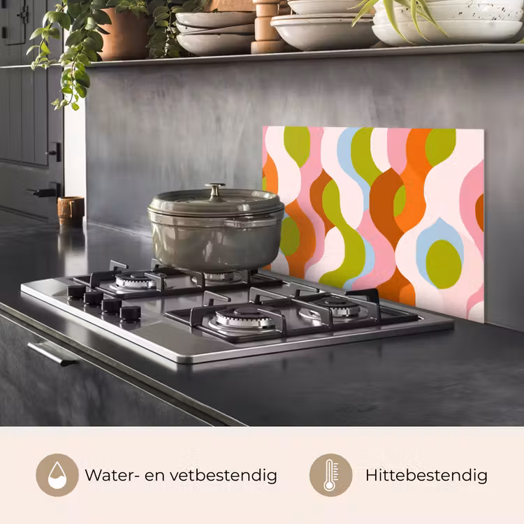 Spatscherm keuken - Abstract - Vormen - Roze — 2