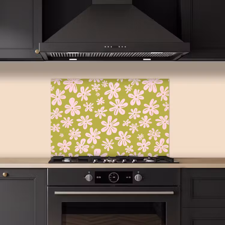 Spatscherm keuken - Bloemen - Roze - Getekend - Patroon — 5