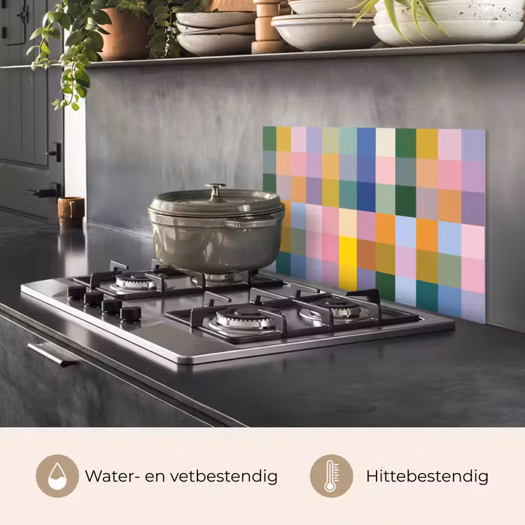 Spatscherm keuken - Blokken - Vierkant - Patroon - Gekleurd — 2
