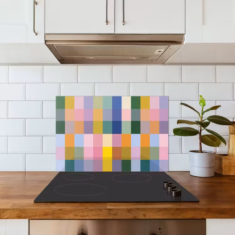 Spatscherm keuken - Blokken - Vierkant - Patroon - Gekleurd — 3