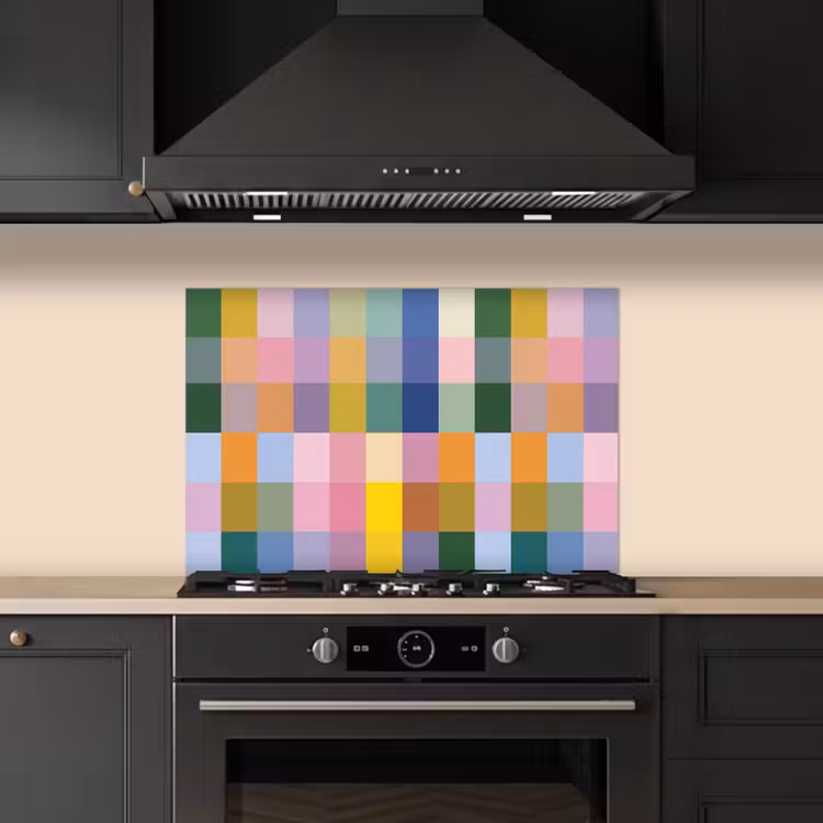 Spatscherm keuken - Blokken - Vierkant - Patroon - Gekleurd — 5