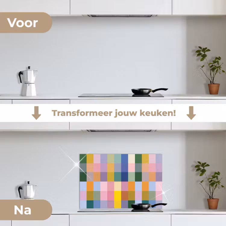 Spatscherm keuken - Blokken - Vierkant - Patroon - Gekleurd — 7
