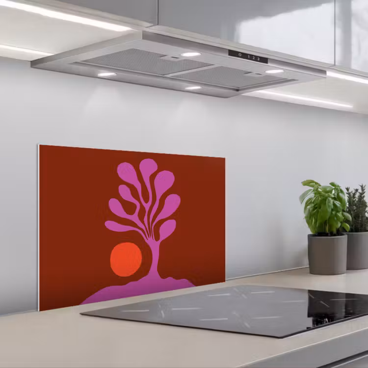 Spatscherm keuken - Boom - Paars - Cirkel - Vloeiend — 1