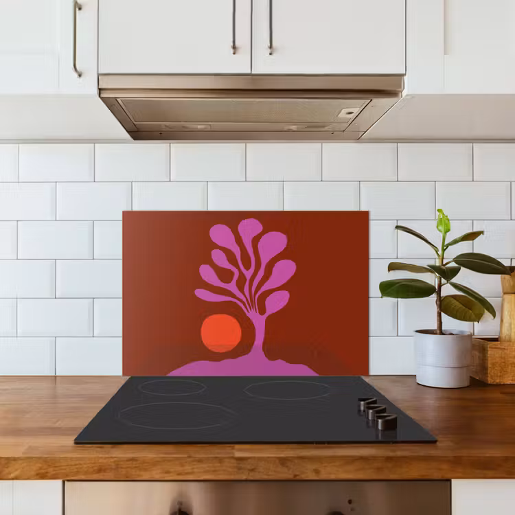 Spatscherm keuken - Boom - Paars - Cirkel - Vloeiend — 3