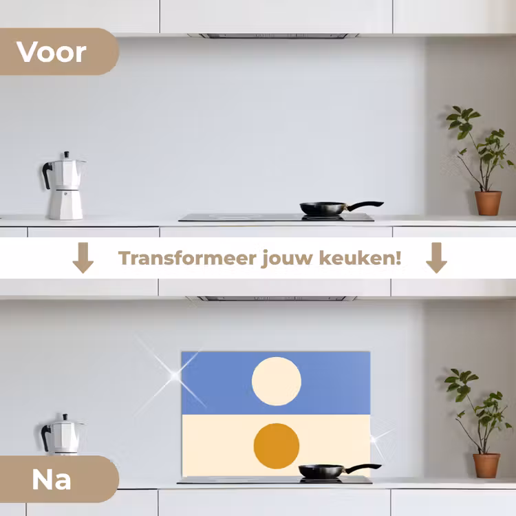 Spatscherm keuken - Cirkels - Symmetrisch - Wit - Blauw- Geel — 7