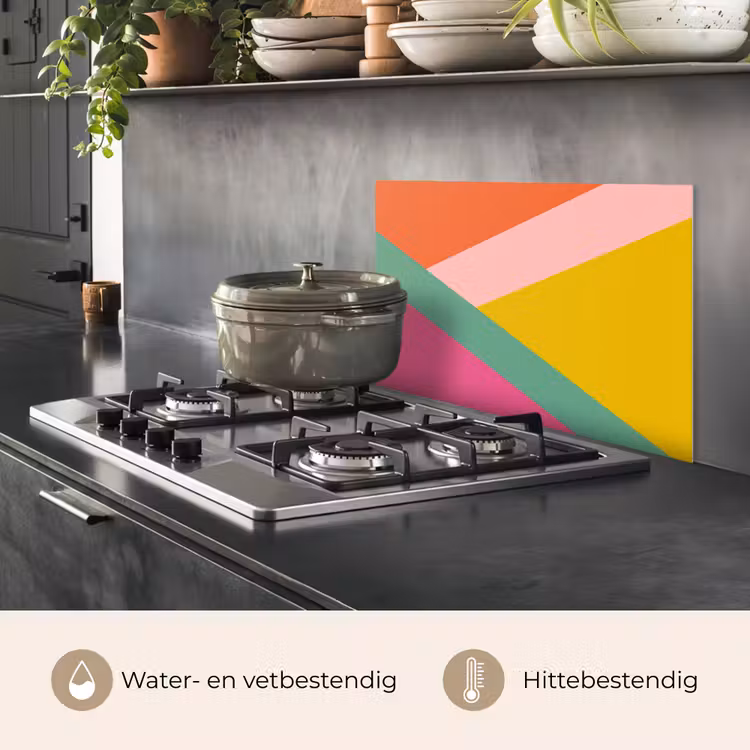 Spatscherm keuken - Driehoeken - Kleurrijk - Abstract — 2