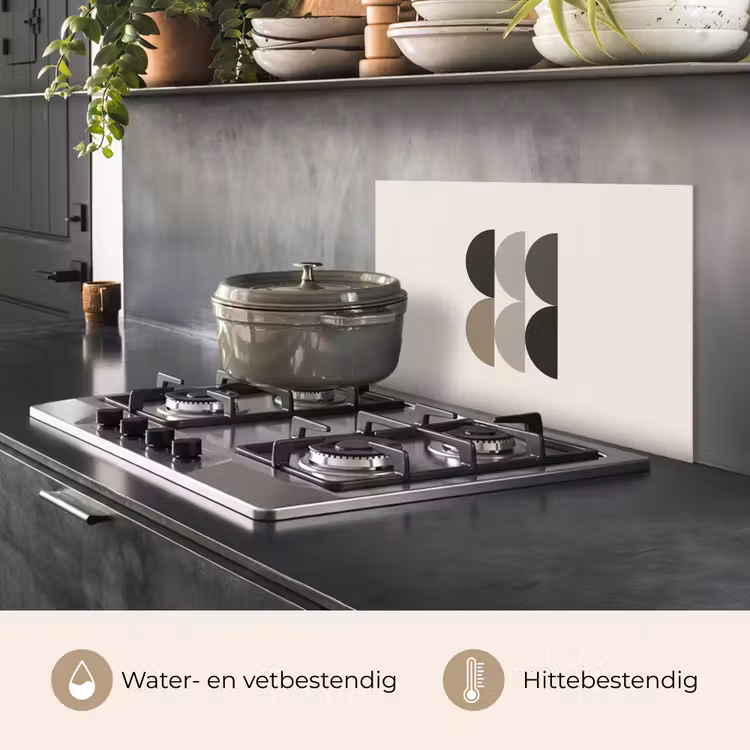 Spatscherm keuken - Halve cirkels - Aardetinten - Grafisch — 2