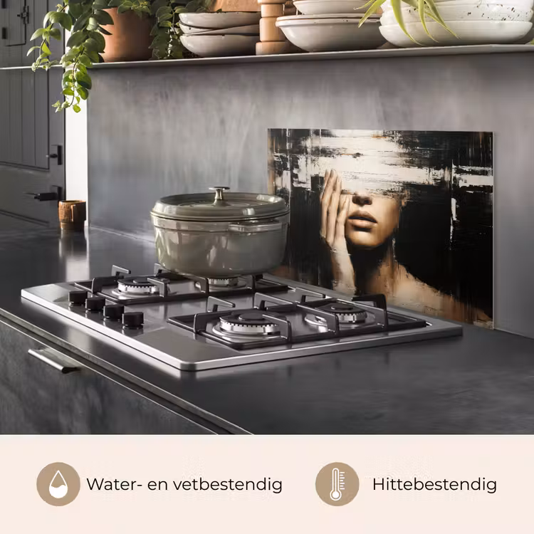 Spatscherm keuken - Hand - Gezicht - Strepen - Abstract — 2