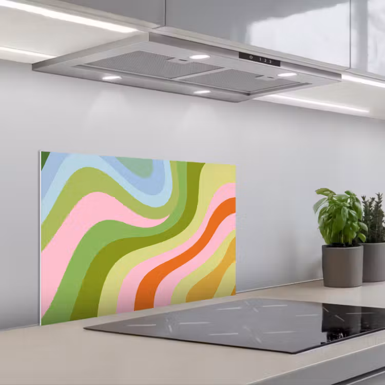 Spatscherm keuken - Lijnen - Pasteltinten - Golvend — 1