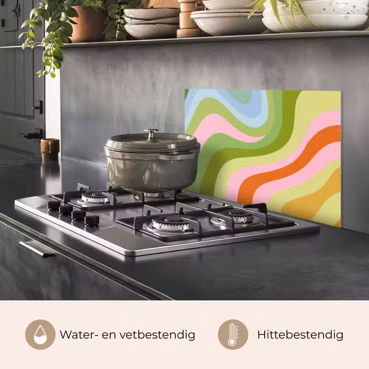 Spatscherm keuken - Lijnen - Pasteltinten - Golvend — 2