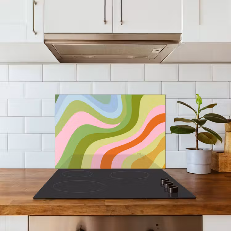 Spatscherm keuken - Lijnen - Pasteltinten - Golvend — 3