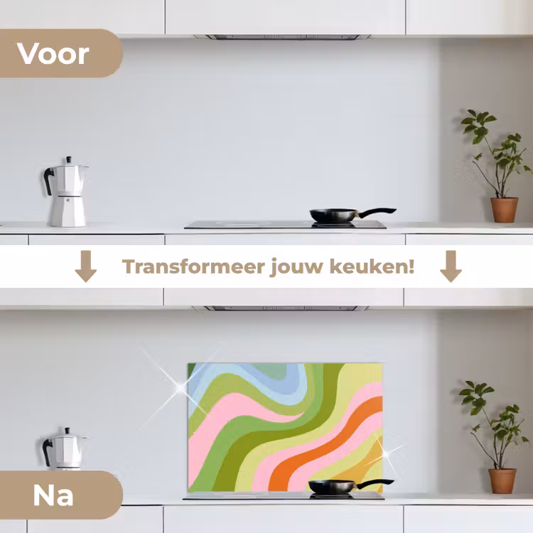 Spatscherm keuken - Lijnen - Pasteltinten - Golvend — 7
