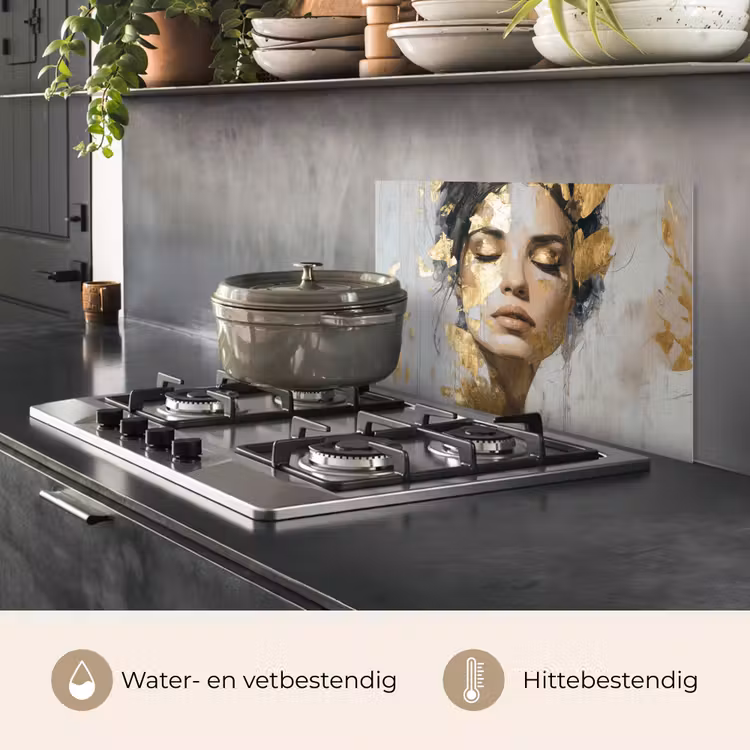 Spatscherm keuken - Sierlijk - Vrouw - Goud - Ogen — 2