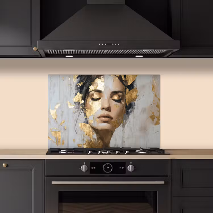 Spatscherm keuken - Sierlijk - Vrouw - Goud - Ogen — 5