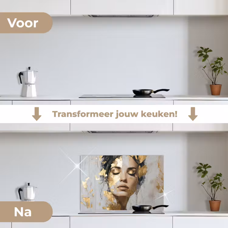 Spatscherm keuken - Sierlijk - Vrouw - Goud - Ogen — 7