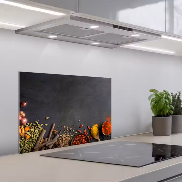 Spatscherm keuken - Stilleven van Specerijen en Aroma's — 1