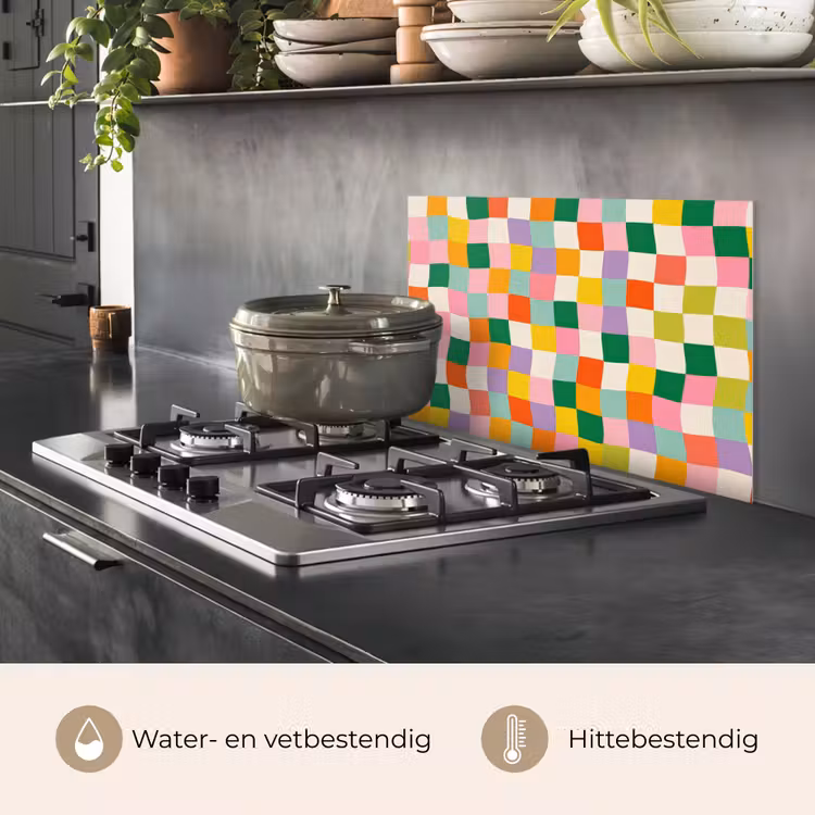 Spatscherm keuken - Vierkanten - Kleurrijk - Golvend — 2