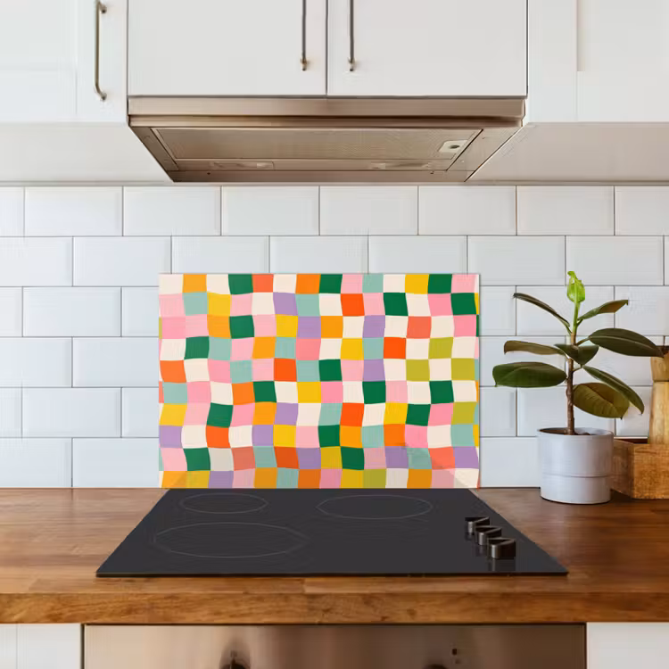 Spatscherm keuken - Vierkanten - Kleurrijk - Golvend — 3