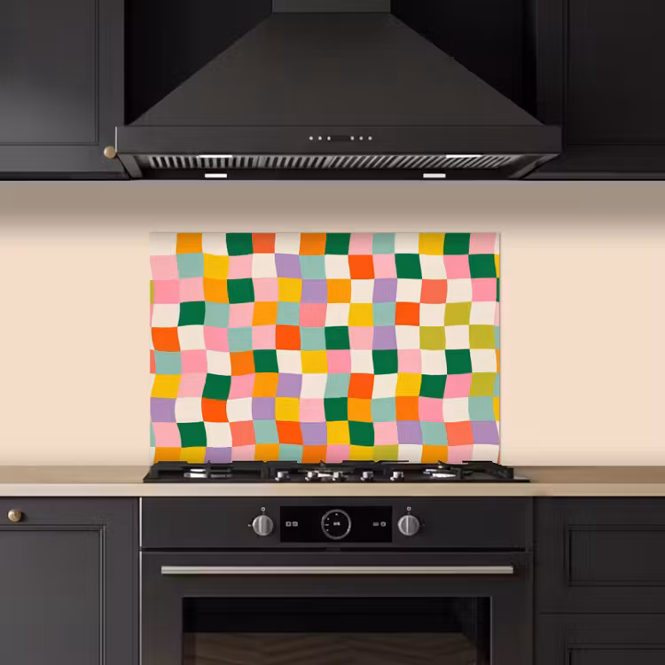 Spatscherm keuken - Vierkanten - Kleurrijk - Golvend — 5