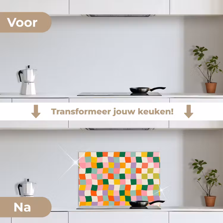 Spatscherm keuken - Vierkanten - Kleurrijk - Golvend — 7