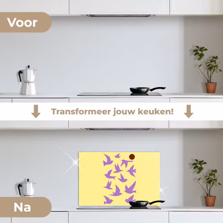 Spatscherm keuken - Vogels - Cirkel - Geel - Beweging — 7