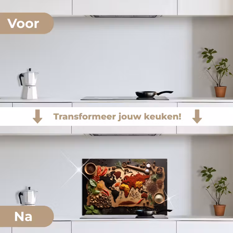 Spatscherm keuken - Wereldkaart van Kruiden — 7