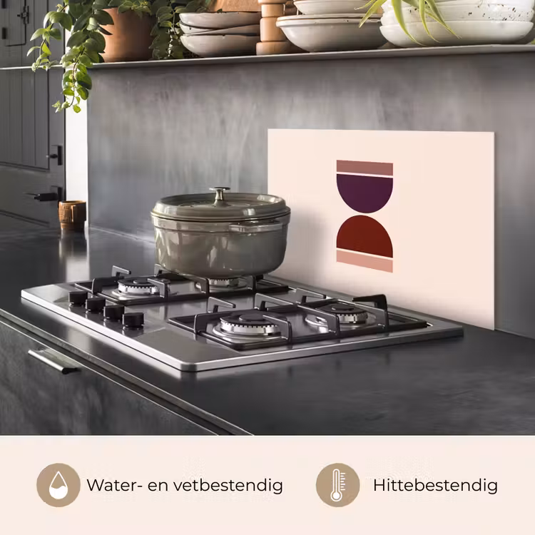 Spatscherm keuken - Zandloper - Symmetrisch - Rood - Paars — 2