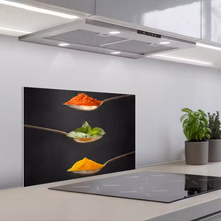 Spatscherm keuken - Zwevende Smaakaccenten — 1