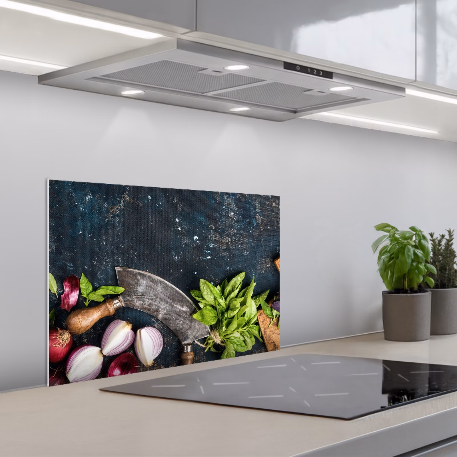 Spatscherm keuken - Koksmes en Verse Ingrediënten — 1