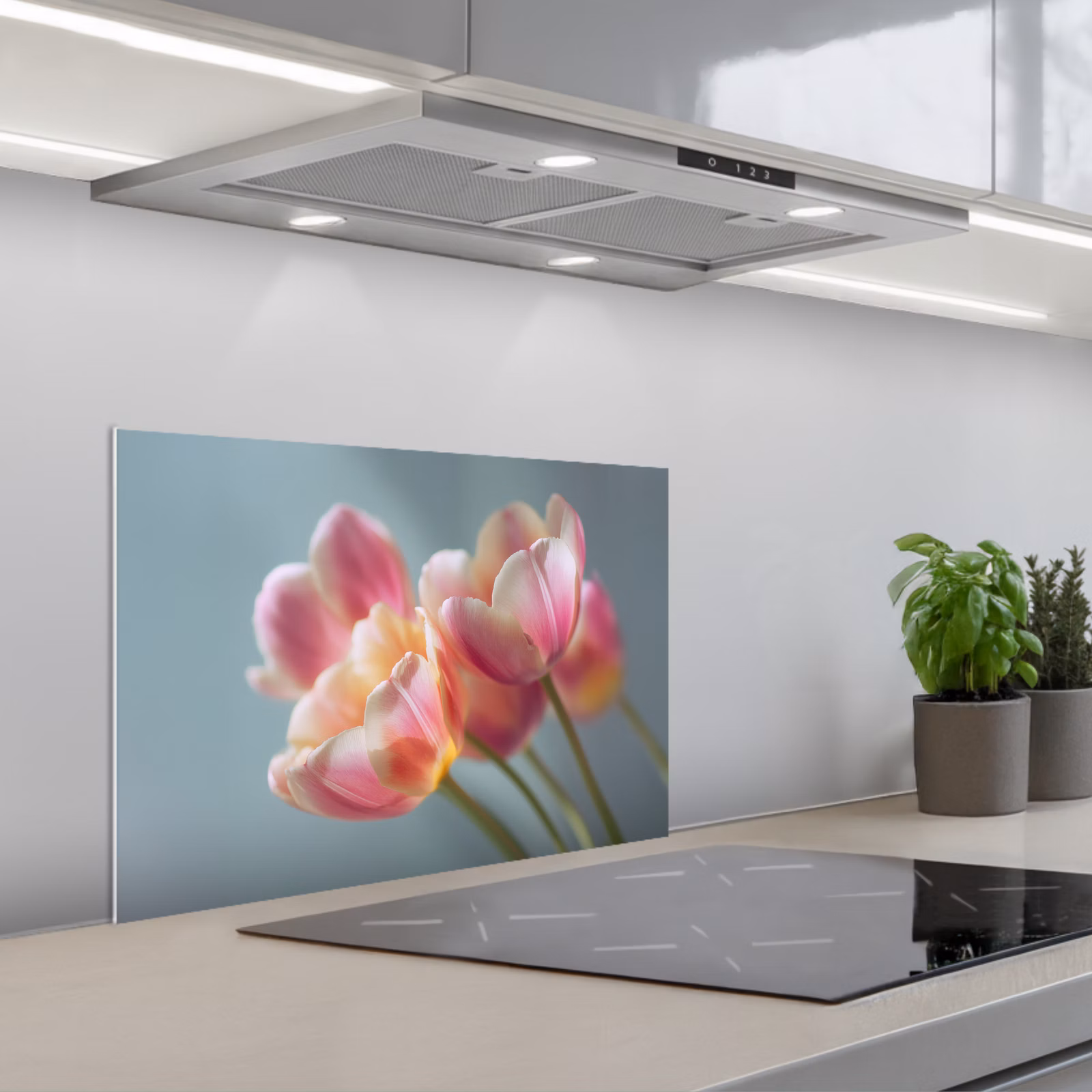 Spatscherm keuken - Tulpen - Roze - Stelen — 1