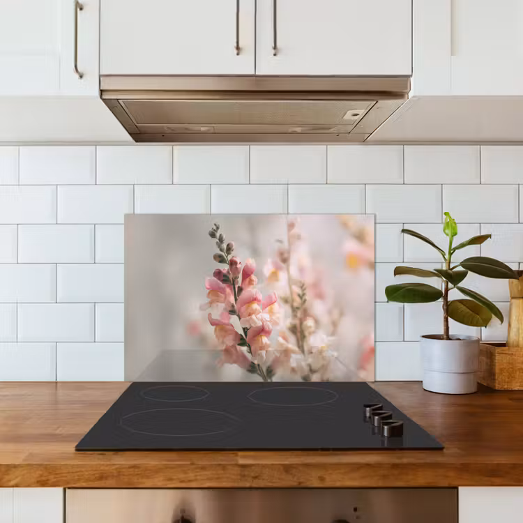 Spatscherm keuken - Bloem - Leeuwenbek - Roze - Stengel — 3