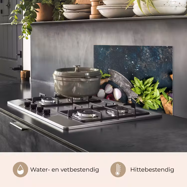 Spatscherm keuken - Koksmes en Verse Ingrediënten — 2