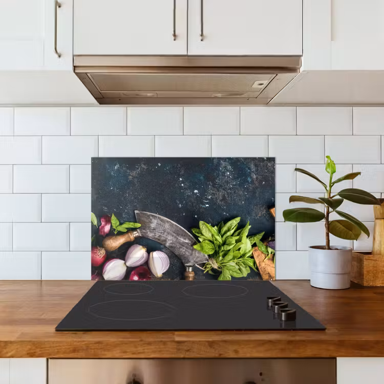 Spatscherm keuken - Koksmes en Verse Ingrediënten — 3