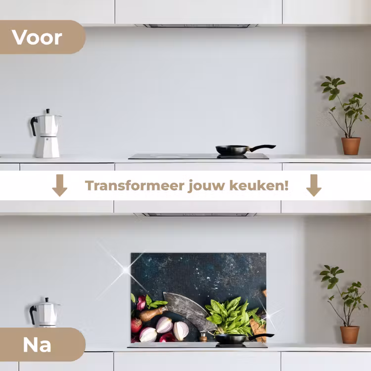 Spatscherm keuken - Koksmes en Verse Ingrediënten — 7