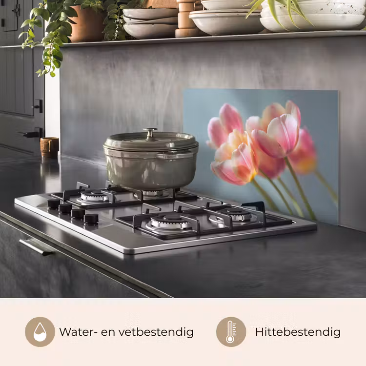 Spatscherm keuken - Tulpen - Roze - Stelen — 2