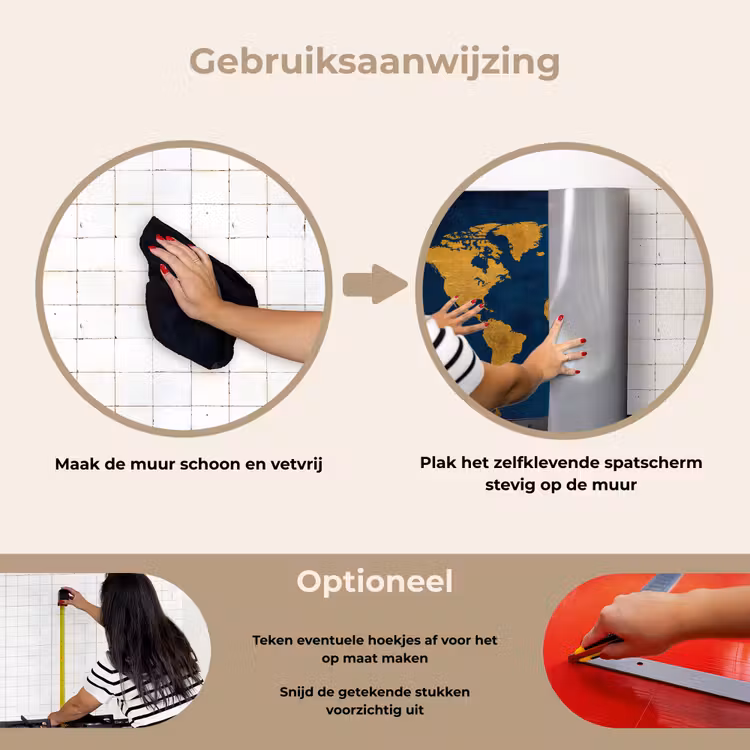 Spatscherm keuken - Wereldkaart - Goud - Donkerblauw — 6