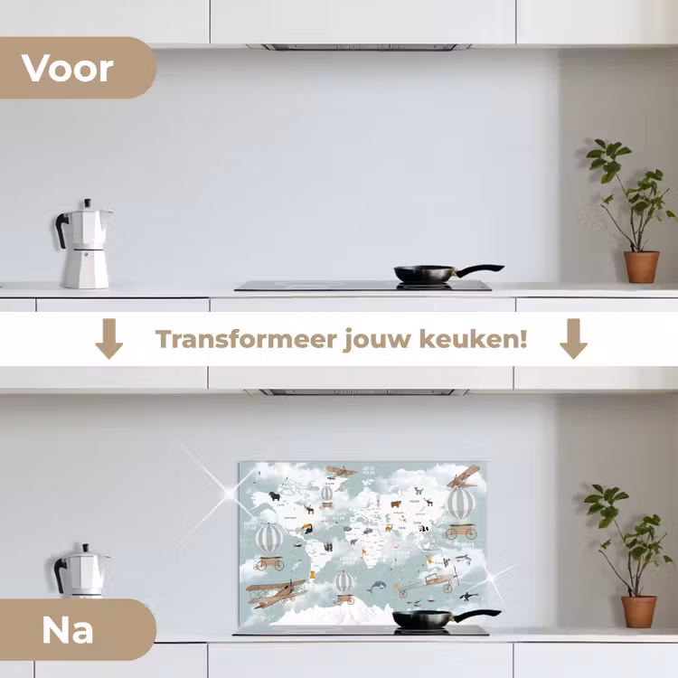 Spatscherm keuken - Wereldkaart - Kind - Vliegtuig — 7