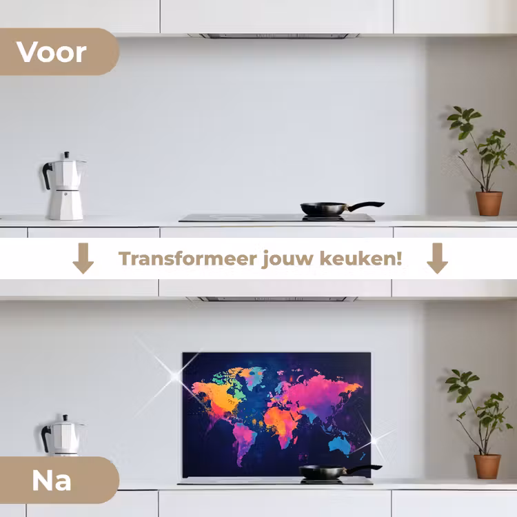 Spatscherm keuken - Wereldkaart - Kleurrijk - Graffiti — 7