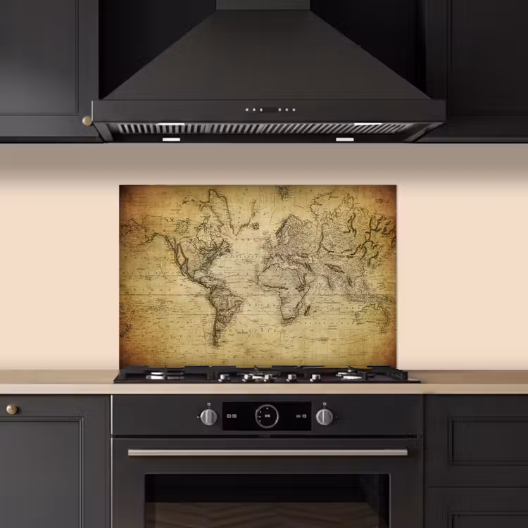 Spatscherm keuken - Wereldkaart - Vintage - Antiek - Bruin - Papier — 5
