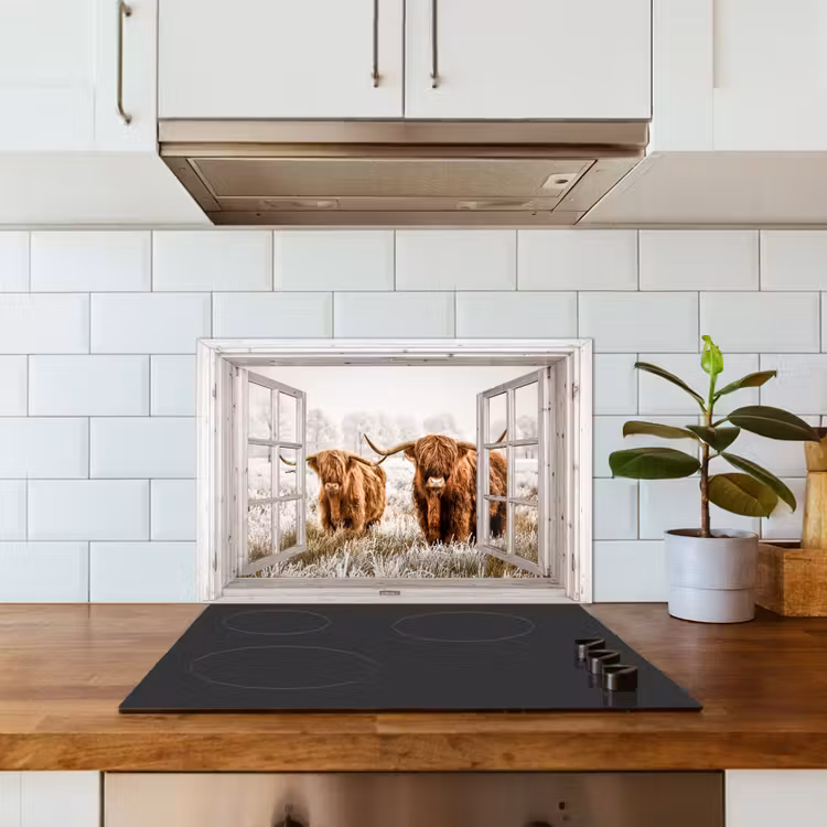 Spatscherm keuken - Doorkijk - Schotse hooglander - Dieren — 3