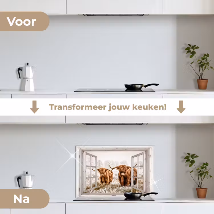 Spatscherm keuken - Doorkijk - Schotse hooglander - Dieren — 7