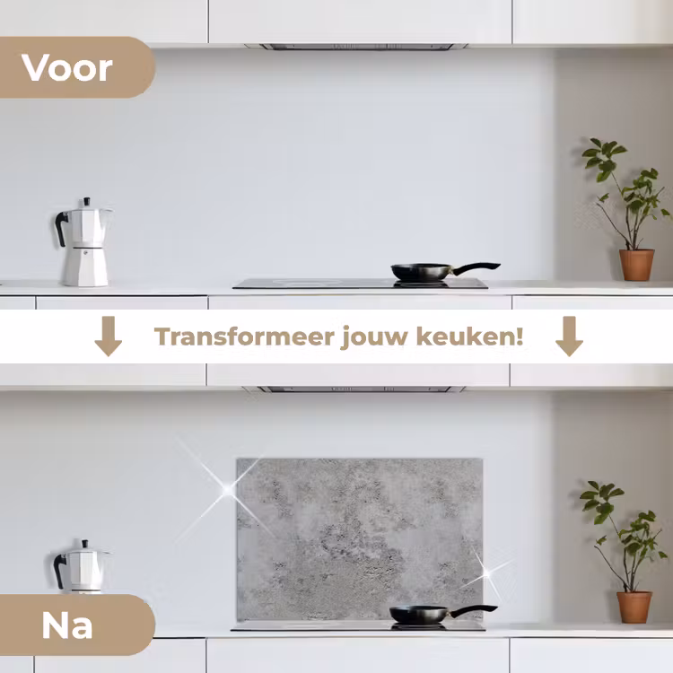 Spatscherm keuken - Patroon - Grijs - Oud - Beton — 7